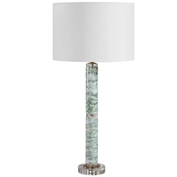 L¨¢mpara de mesa Jameis, azul verdoso