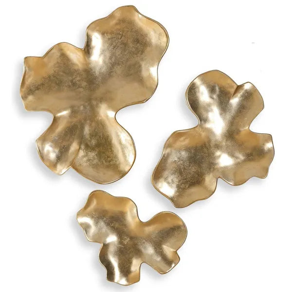 Decoraci¨®n mural Lumina, hoja de oro envejecido, set de 3
