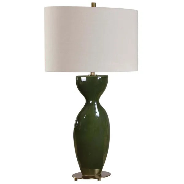 L¨¢mpara de mesa Curhan, verde musgo